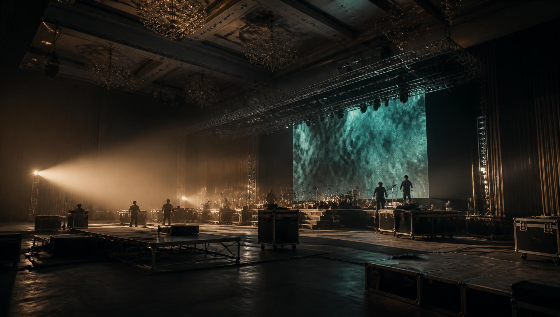 Ballroom mid-build during load-in